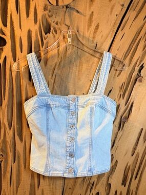 NWT Levi's Drea Denim Corset Tank Top Size XS Light Wash A7614-0007